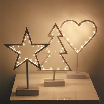 LED Nočno Svetlobo Zvezd, Ljubezen Srce Božično Drevo namizne Svetilke Dekle Soba Dekoracijo Noč Svetlobe Tabela Svetlobe Toplo Bela