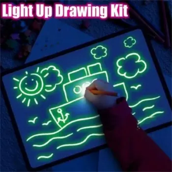 LED Svetlobna Risalno Desko Grafiti Doodle Risanje Tablet Čarobno Risanje S Svetlobo-Zabavno Fluorescentna Pero Izobraževalne Igrače