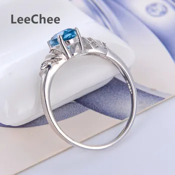 Leechee naravnih Lundon modri topaz obroč za ženske 5*7mm gemstone, modni nakit obletnico darilo resnično 925 trdna sterling silver