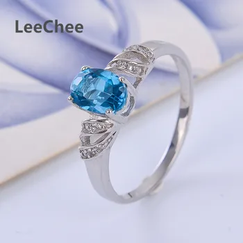 Leechee naravnih Lundon modri topaz obroč za ženske 5*7mm gemstone, modni nakit obletnico darilo resnično 925 trdna sterling silver