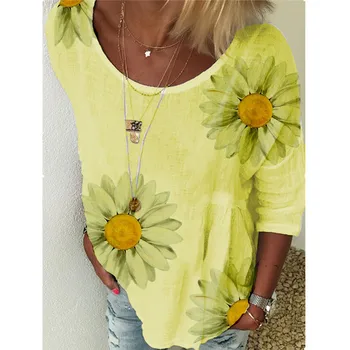 Leosoxs 2020 Modni O Vratu tričetrt Rokav ženska Majica s kratkimi rokavi Pomlad Jesen Priložnostne Svoboden Printe T Shirt Majica Dame Vrhovi
