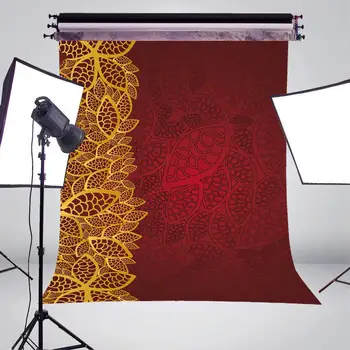 Lepe Cvetlični Vzorec Fotografija Ozadje Zlato Rdeče Ozadje Studio Rekviziti Steno 150x220cm