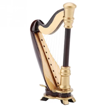 Lesene Mini Harfo Replika In Gift Box Mini Harfo Model Mini Glasbeni Instrument Doma Dekor Glasbeni Instrument Model 9 cm