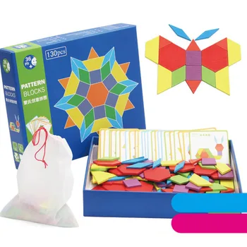 Lesene Vzorec Bloki Puzzle Box Izobraževalne Igrače Izziv IQ za Otroke, Otroci AN88