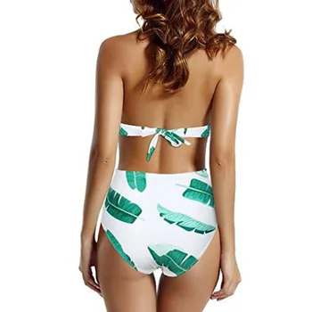 LIVA DEKLE seksi dame natisnjeni plaži kopalke moda vključeni hitro sušenje votlih bikini push-up modrc visoko pasu trak kopalke