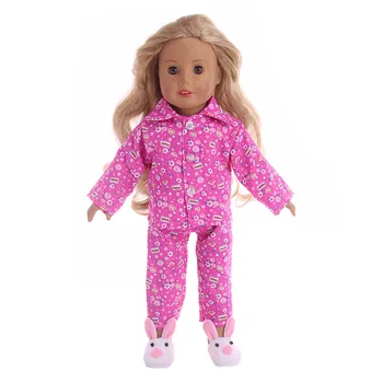 Luckdoll Ročno pižamo fit 43 cm - lutka Ameriški lutka , Otrok najboljše Darilo za Rojstni dan (Samo oblačila)