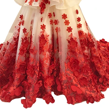 Luksuzni brez rokavov 2019 3D roža punca obleke zabuhle rdeče občestvo oseb žogo obleke obleko za poroko