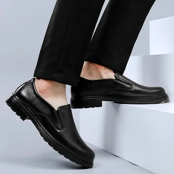 Luksuzni Loafers Moški Čevlji zdrsne na loafers prostem dihanje Vrh Kakovosti Enostavno Nositi Pravega Usnja, Modni Priložnostne Black moccasins
