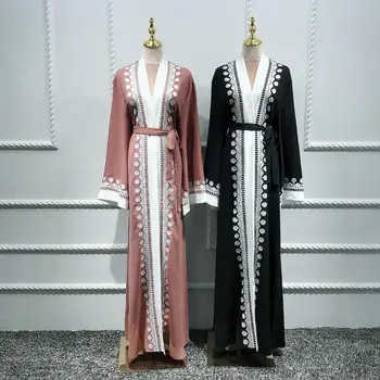 Luksuzni Muslimanskih Abaya Vezenje Obleko Jopico Tunika Dolge Plašče Kimono Jubah Ramadana Arabski, Turški Thobe Islamskih Molitev Oblačila