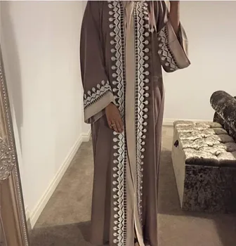 Luksuzni Muslimanskih Abaya Vezenje Obleko Jopico Tunika Dolge Plašče Kimono Jubah Ramadana Arabski, Turški Thobe Islamskih Molitev Oblačila