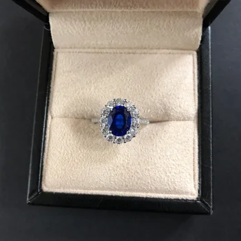 Luksuzni S925 Sterling Silver Blue Gemstone Obroči Za Ženske, Poroke, Posla AAAAA Cirkon Obroč Fine Nakit Darilo Ženski Prstan