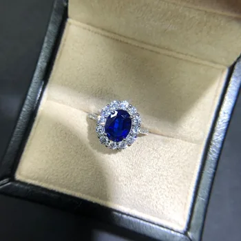 Luksuzni S925 Sterling Silver Blue Gemstone Obroči Za Ženske, Poroke, Posla AAAAA Cirkon Obroč Fine Nakit Darilo Ženski Prstan