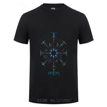 Lunine mene - Astrologija - Sveto Geometrijo moških srajc lunine mene Gothic Black T-Shirt Grunge Punk Stil Tee Hipster Majica