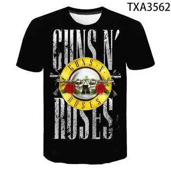 Majica Guns N Roses Fant Dekle Otroci 3D printed majica s kratkimi rokavi Moški Ženske Otroci Kul Vrhovi Tee Glasbe, Hip Hop Modo Priložnostne Ulične