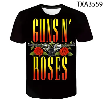 Majica Guns N Roses Fant Dekle Otroci 3D printed majica s kratkimi rokavi Moški Ženske Otroci Kul Vrhovi Tee Glasbe, Hip Hop Modo Priložnostne Ulične
