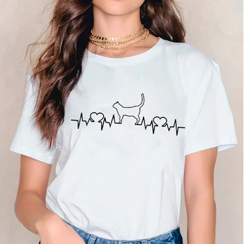 Majice za Ženske majice Ljubezen Srce Pes Šapa Geometrijske 90. letih Srčkan Trend Ženske Print Lady Ženska Grafični Top Ženski Tee T-Shirt