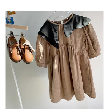 Malo Dekle Obleko Pincess Vintage Oblačila Otroci Jeseni Obleke za svate Otroška Oblačila Dekleta korejski Puff Rokav Obleke