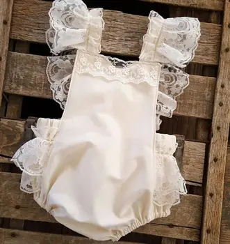 Malčka Bele Čipke Igralne Obleke Za Malčke Baby Dekleta Ruffle Brez Rokavov Romper Obleko Jumpsuit Sunsuit Oblačila