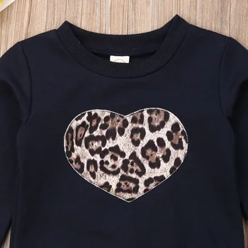 Malčka Otroci Dojencek Dekliška Oblačila Majica Vrhovi T-shirt Leopard Tutu Obleko Mini Krilo Obleke Set