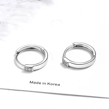 MEETSOFT 925 sterling srebro Hoop Uhani za Ženske Trendy Majhni Kristali, Nakit Darilo