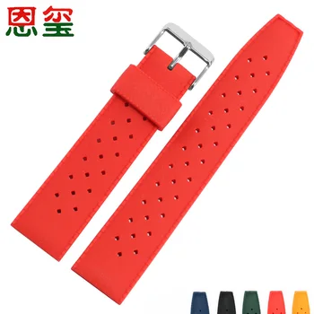 Mehke Silikonske Watchband 20 mm 22 mm Black Rdeča, Modra, Oranžna Zelena Zapestnica Za Vodotesno Gume Moške Gledajo Verige