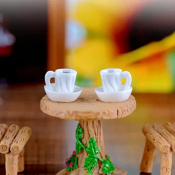Mini Kawaii Skodelico Čaja Model Miniaturne Figurice Doma Dekor Plovila, Iz Plastičnih Slika Vrtu Okrasni Dodatki