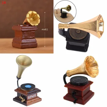 Mini Retro Phonograph Simulacije Pohištvo Model Igrače za Doll House Decoration 1/12 Lutke Miniaturni Dodatki