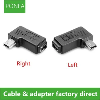 Mini USB komolec moški ženski za 90 stopinj tok Levega in desnega kota Mini USB 5pin Podaljša adapter