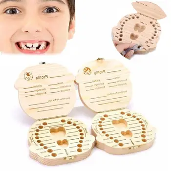 Mlečni Zobje Shranjevanje Zbiranje Ustvarjalno Darilo Lesa Baby Girl Boy Zob Organizator Škatle Za Shranjevanje Listavcev Zob Shranjevanje Zbiranje