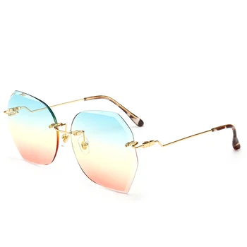 Moda Nezakonitih Poligon Gradient Rimless Vintage sončna Očala Ženske Očala za Ženske