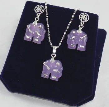 Moda novo oblikovanje nakita vijolično jades slon uhani &obesek
