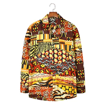 Moda Priložnostne Majice Moške Ženske Geometrijske Leopard Mozaik Natisnjeni Long Sleeve Majica Svoboden Srajca korejski Oblačila NAS VELIKOSTI S-3XL