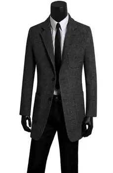 Moda priložnostne obleke volnene plašč moški slim jarek coats dolge rokave suknji mens kašmir plašč casaco masculino angliji 4524555