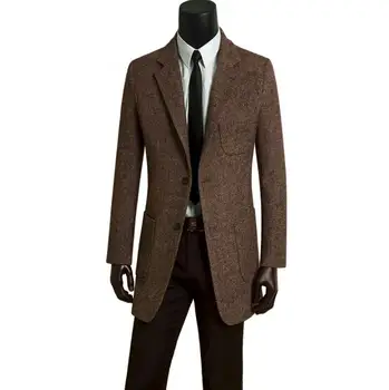Moda priložnostne obleke volnene plašč moški slim jarek coats dolge rokave suknji mens kašmir plašč casaco masculino angliji 4524555