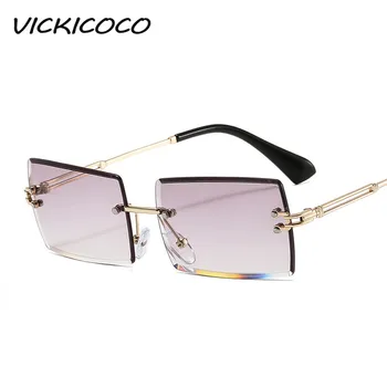 Moda Rimless sončna Očala Ženske 2020 Letnik Majhen Pravokotnik sončna Očala Trendy Kvadratnih Glassess Moških UV400 Zlato Rjavi Odtenki