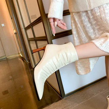 MoonMeek 2020 Nov prihod ženske škornji pravega usnja čevlji modni visoke pete, čevlji za ženske škornji črni riž, bela