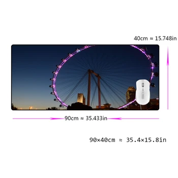 Mouse Pad Velika Velikost 90x40cm XXXL Ferris Wheel Prikaz Tiskane Igrajo Mat z High-end Natančnost Hemming Gume za Miši Blazine
