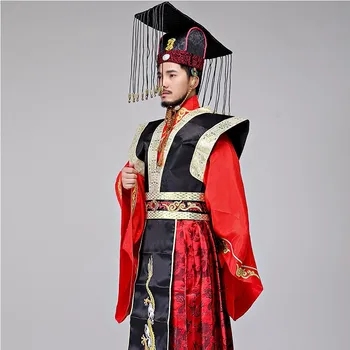 Moški Hanfu CostumeThe Qin Cesar Hanfu za TV Predvajanje Cesarski Red Krasen obleke
