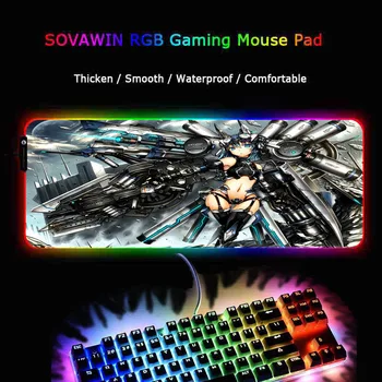 MRG Anime Seksi Dekle RGB Mehko Velike Gaming Mouse Pad Žareče Led Osvetlitvijo Mousepad Gume Osnovna Računalniška Tipkovnica Tipke Mat