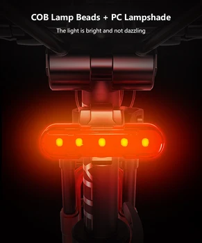 MTB BMX Kolo Luči Zadaj Rep Svetlobe 5 LED USB Polnilne Nepremočljiva Koles Varnost Kolesarska Oprema Opozorilo Zadaj Lučka