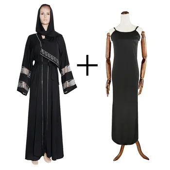 Muslimanski Abaya Beading Obleko Jopico Kimono Hidžab Arabski Afriške Design Dashiki Obleko Caftan Marocain Islamske Seksi Dama Stranke