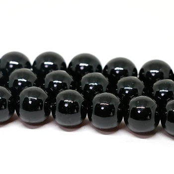 Najboljše cene Bohemia slog kul črni krog peko barve stekla svoboden kroglice nakit 4,6,8,10,12,14 mm pribor 15inch B1629