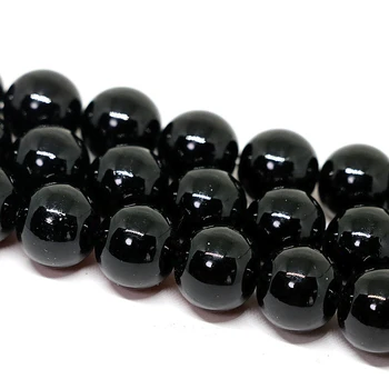 Najboljše cene Bohemia slog kul črni krog peko barve stekla svoboden kroglice nakit 4,6,8,10,12,14 mm pribor 15inch B1629
