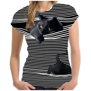 Najnovejši Maček 3D Natisnjeni T-shirt Priložnostne Kratek Rokav O-Vratu Moda Tiskane 3D majica s kratkimi rokavi Moški/Ženske Tees Visoke Kakovosti tshirt Hombre