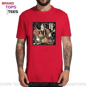 NAM Dobavitelj Letnik Samurai Kitara majica s kratkimi rokavi moški Rock glasbe T-majica Retro Bas Kitara tshirt Black Težka Death Metal Tees