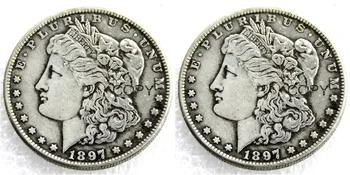 NAS Kovancev 1897/1897 Dva obraza UNC/Stare Barve Morgan Dolar kopijo Kovancev Silver Plated