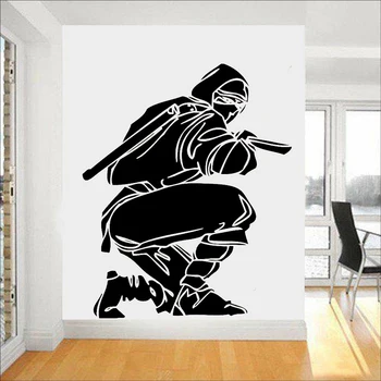 Ninja Borec Samurai Japonski Orientalski Meč Stenske Nalepke, Vinilne Umetnosti Doma Dekor Dnevna Soba, Spalnica Nalepke Odstranljive Zidana M152