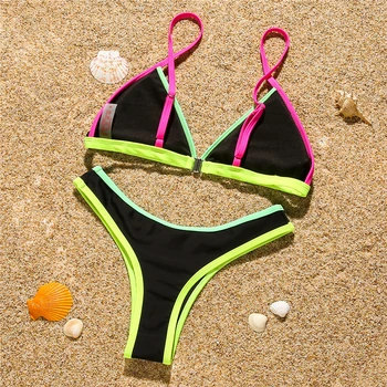 Nov Mozaik Kopalke Bikini Komplet Črno Plažo 2021 Poletje Brazilski Mikro Nizko Pasu Kopalke, Plavalna Obleka Za Ženske Biquini