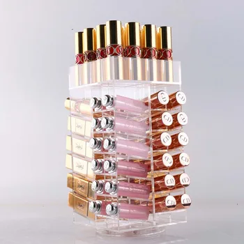 Nov Pregleden Akril Ličila Škatla za Shranjevanje zavrti za 360 Stopinj in Šminka, Lip Gloss Namizje Kozmetični Škatle