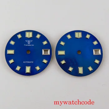 Nov Prihod 29mm Modra Sterilne Watch Izbiranje Tandorio blagovne Znamke Super Svetlobna ročno uro Ročno Fit 24 Draguljev NH35 Avtomatsko Gibanje